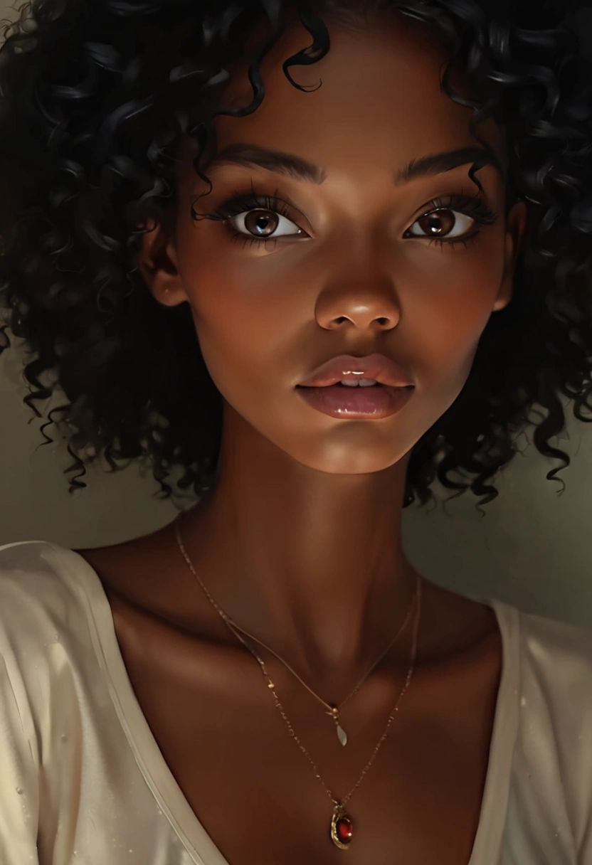 a close up of a woman with a necklace and a necklace, detailed beautiful portrait, detailed beauty portrait, beautiful digital illustration, realistic digital illustration, stunning digital illustration, high quality portrait, detailed digital painting, highly detailed portrait, realistic digital painting, ultra detailed portrait, realistic portrait, gorgeous digital painting, digital portrait, beautiful realistic face, low detailed. digital painting