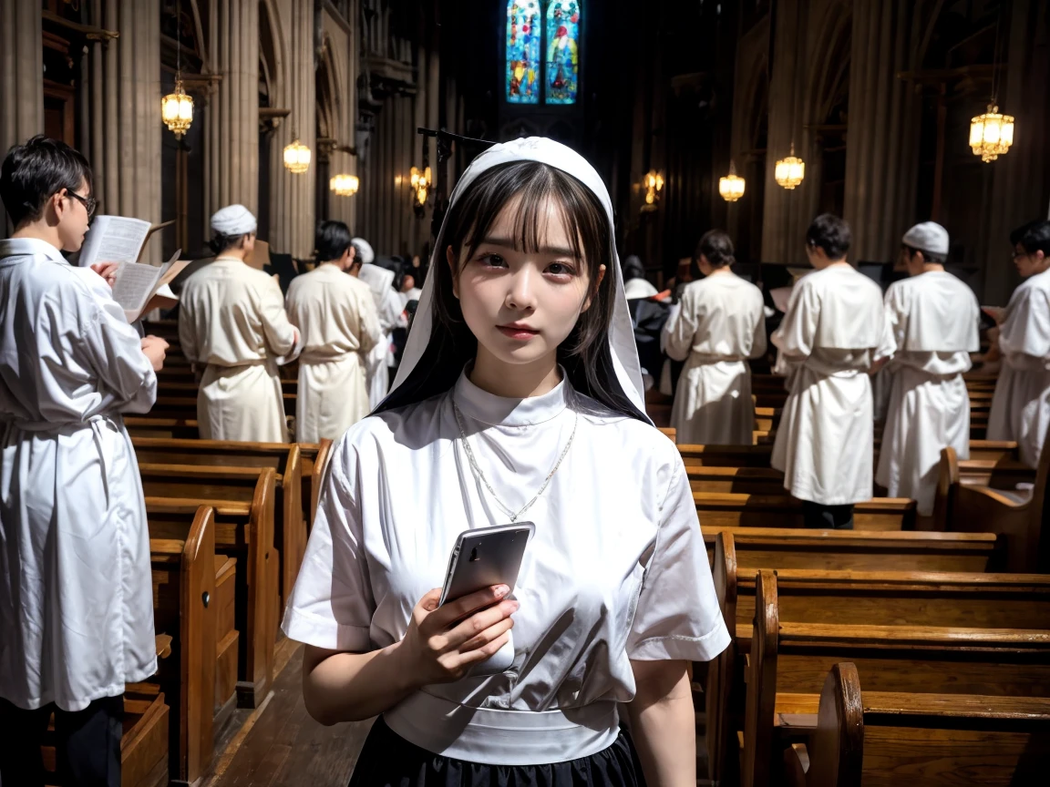 church 、Nuns 、 、Fr., Are standing, ,Sex