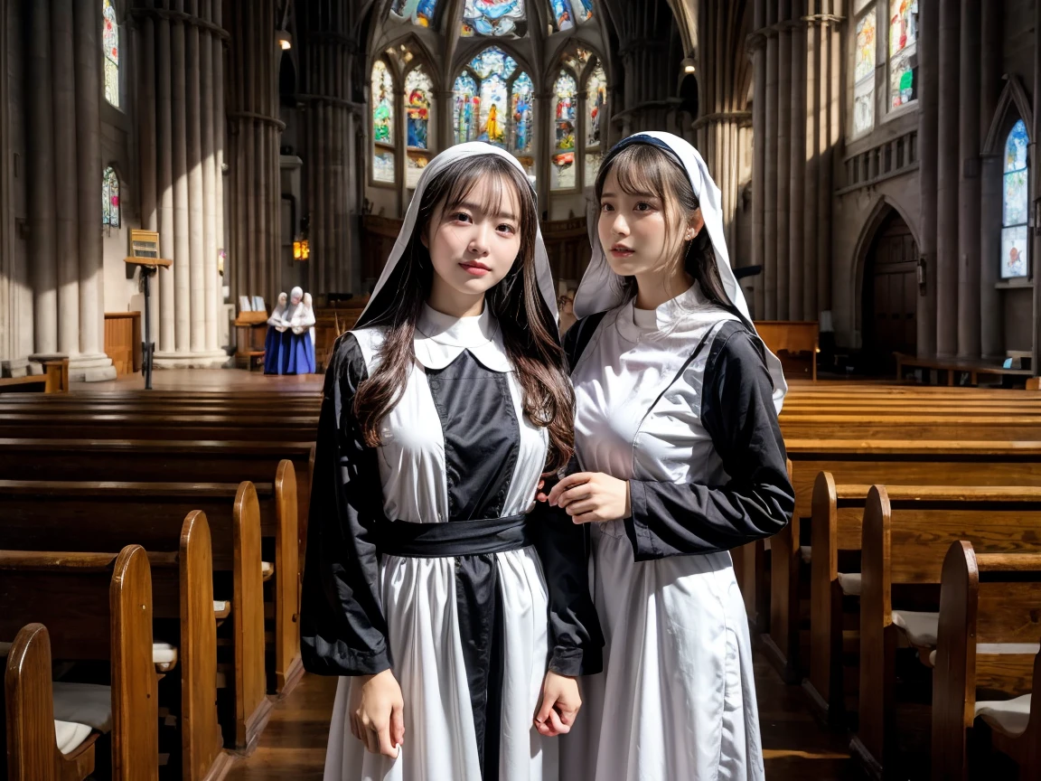 church 、Nuns 、 、Fr., Are standing, ,Sex