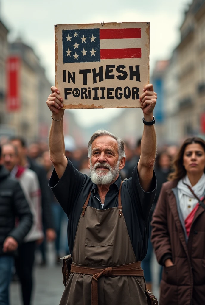 Protestant with a poster about freedom