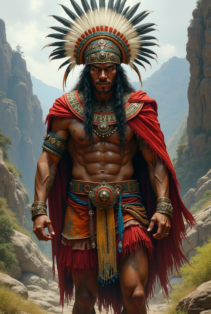 Inca warrior facing front and rough realist