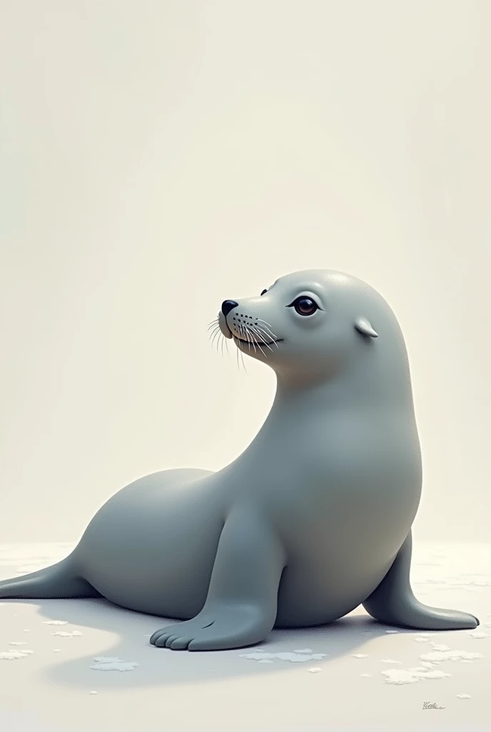 Create a seal that shows its entire body and is in profile and tender.