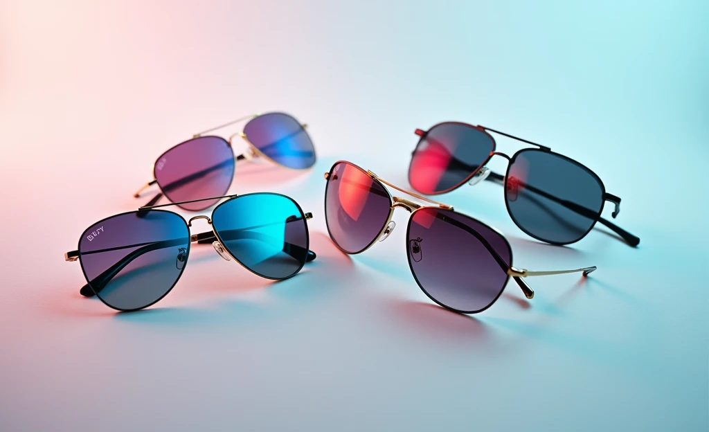 More than one sunglass with simple background