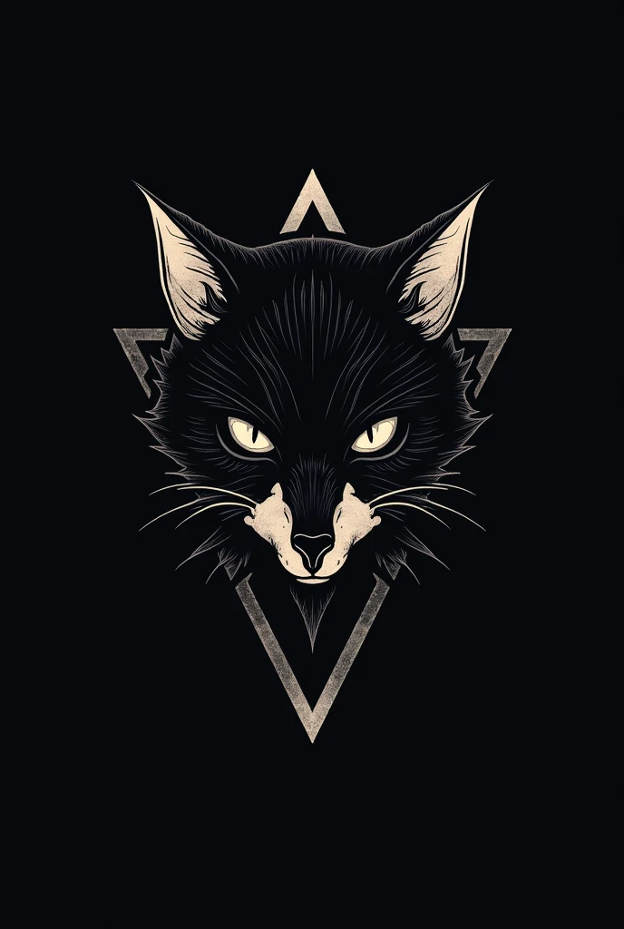 Generate a logo with a gothic style and lettering with old art for a tattoo studio with the name David's Tattoo. You can see the head of a cat or a crow, You can use geometric figures such as triangles as simple as possible and in silhouette.