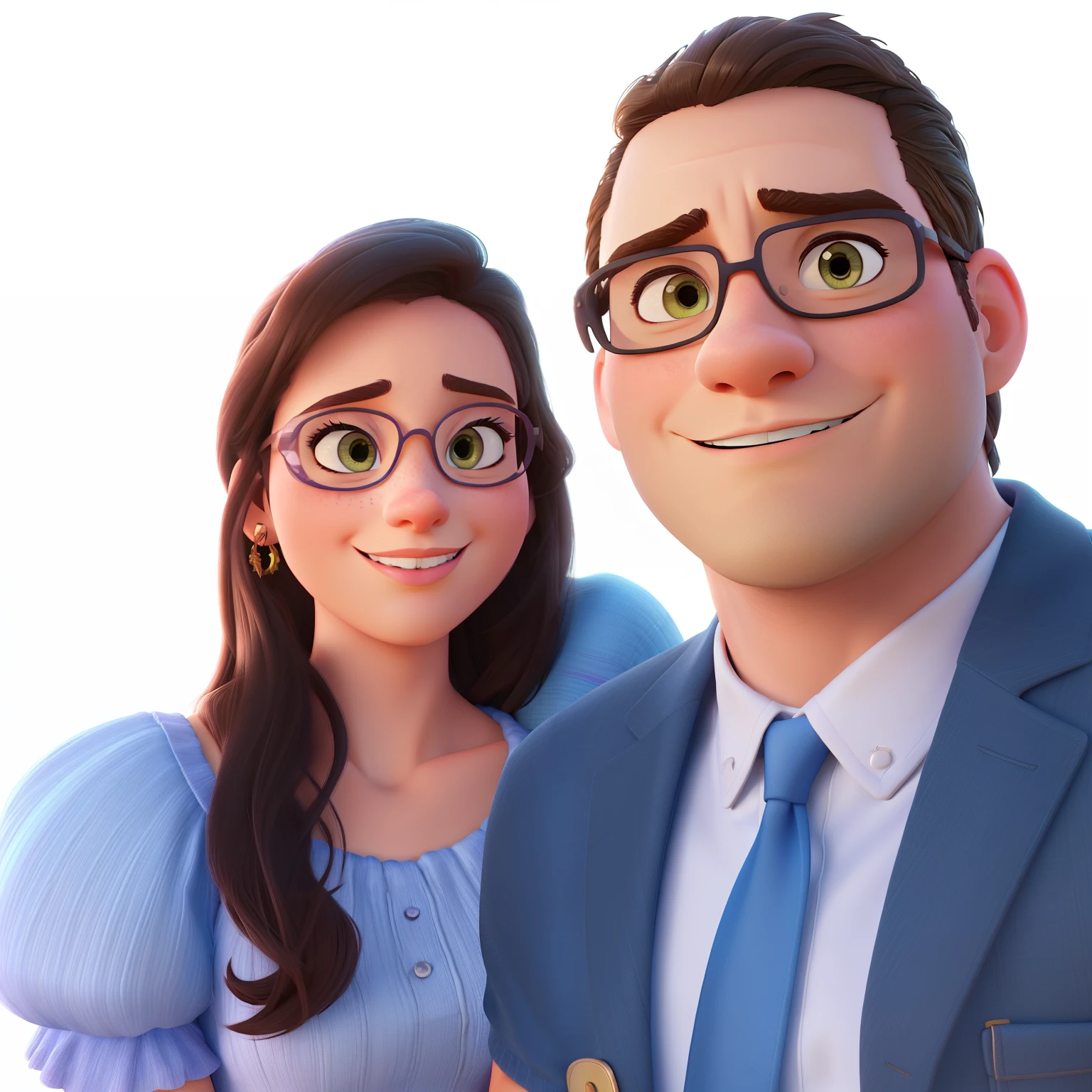 a man and woman in Disney Pixar style, high quality, best quality, detailed facial features, beautiful couple, romance, affectionate, warm lighting, soft colors, cinematic composition, 8k, photorealistic, masterpiece, digital art, concept art, 3d render, sharp focus, hyper detailed, vibrant colors, studio lighting