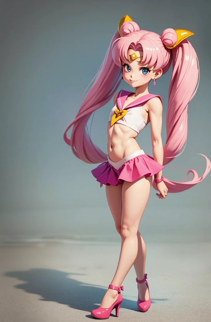 Small breasts、Full body view、Chibiusa、Sailor Moon（Chibiusa）Flat chest、Small breasts、Full body view、Chibiusa、Sailor Moon（Chibiusa）Flat chest、Spread your legs、 nude、smile、Raise one leg,very cute,muscle、big eye,tear、high kick,high quality, high heels,manko、Spread the genitals