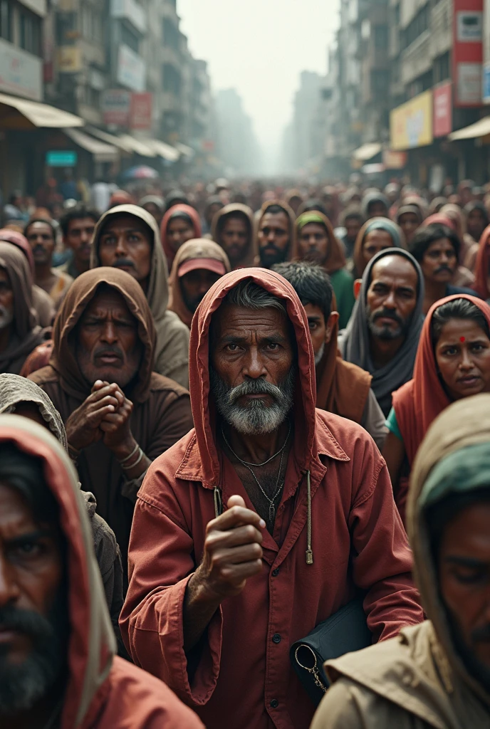 Large group of Bangladeshi street beggars