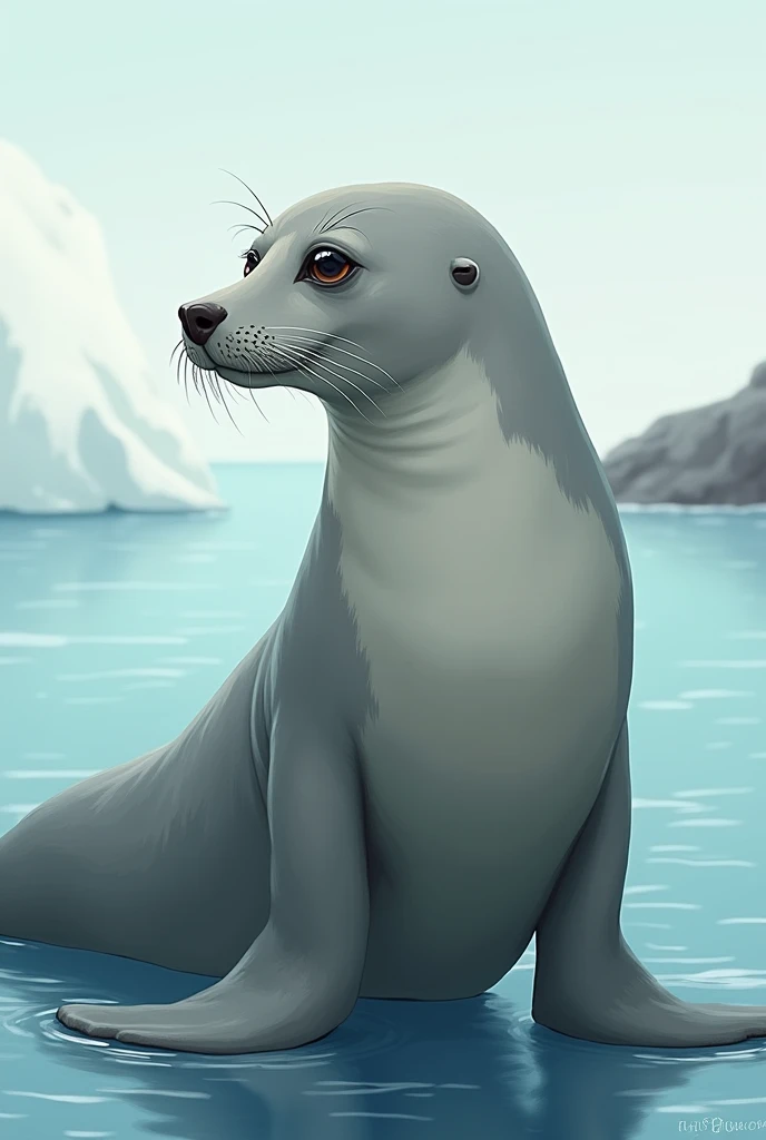 Create a seal that is standing and in profile
