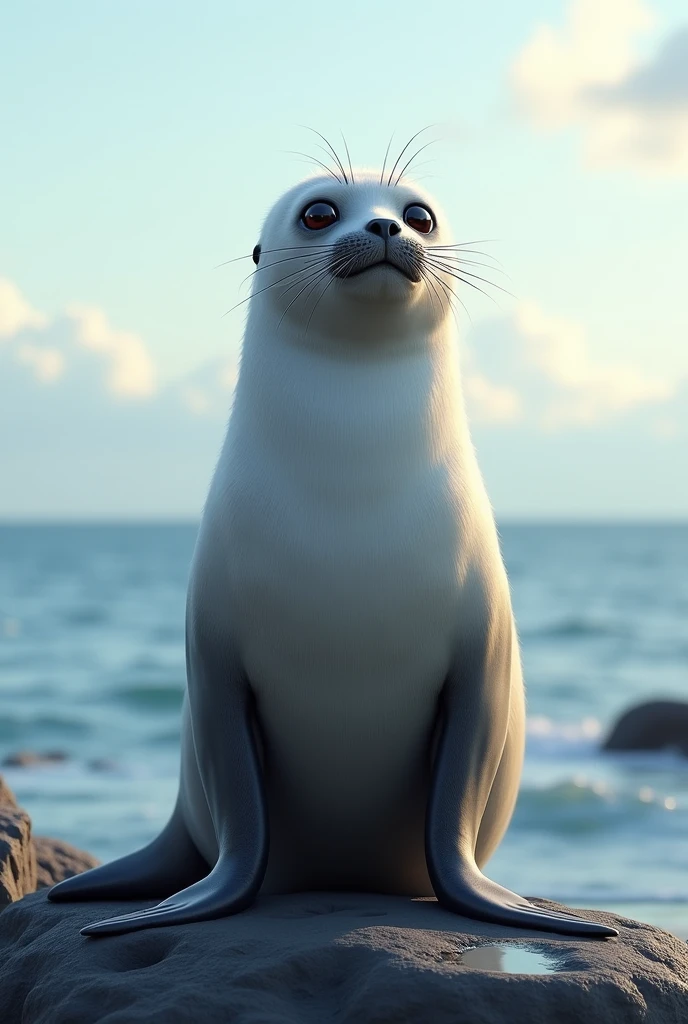 Create a seal that is standing and looking forward
