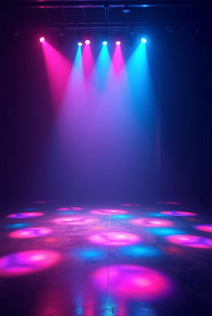 Party style RGB floor lights in various colors with cannon spotlight on the ceiling