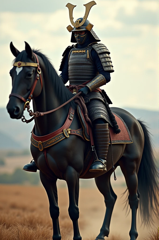 Samurai(with his mask) mounted on his horse