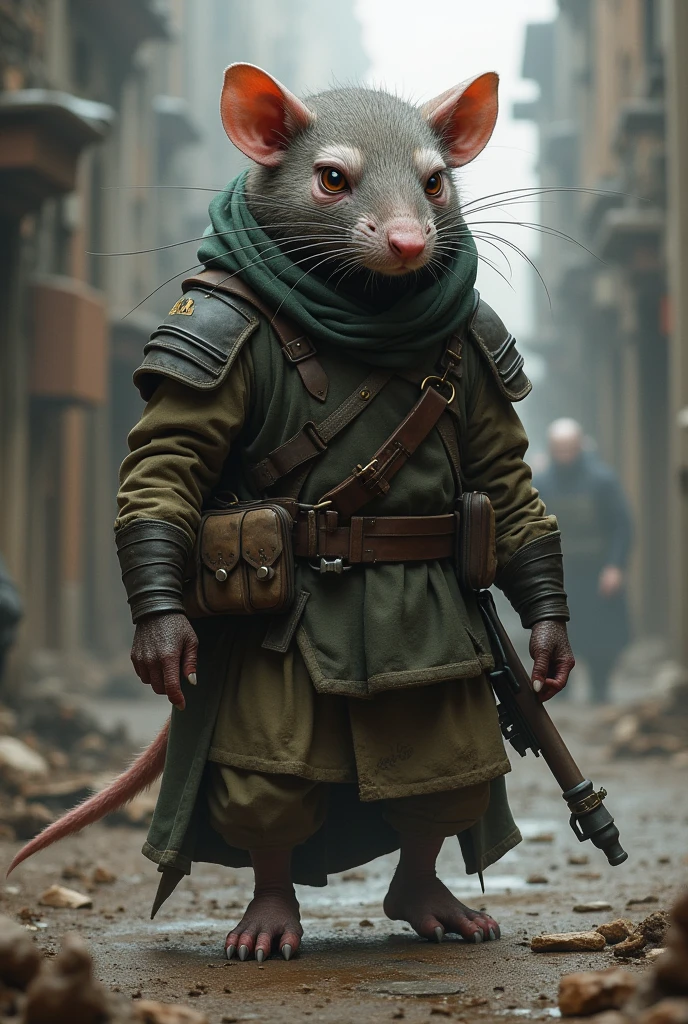 Soldier rat, who has seen many things which makes her someone very conscious and insensitive, So she's an amazing soldier without being too flashy., and is found with a serious expression