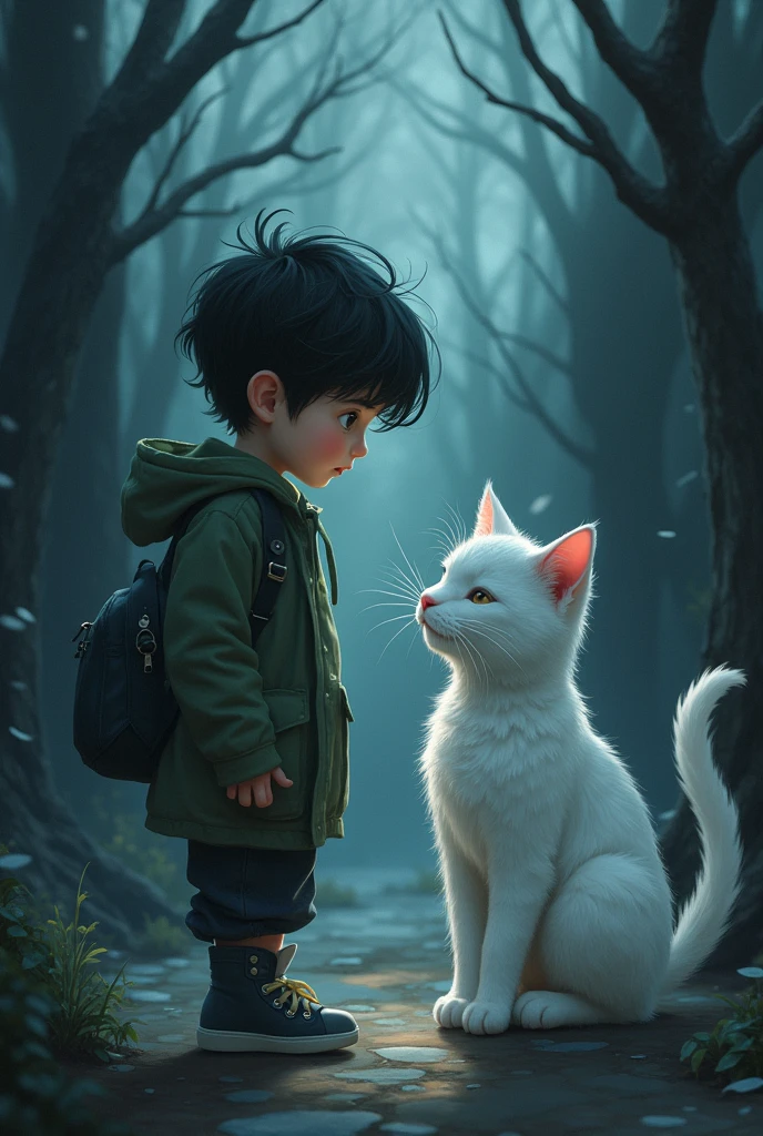 Once upon a time there was a  boy who was very lonely , until one day a magical cat met him 