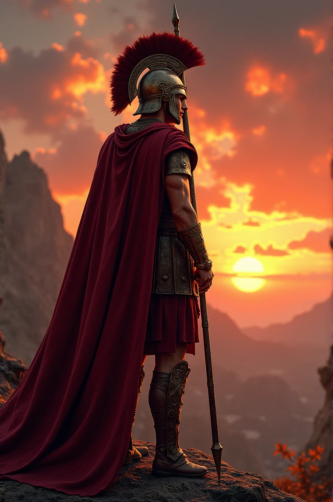 Spartan watching the sunset