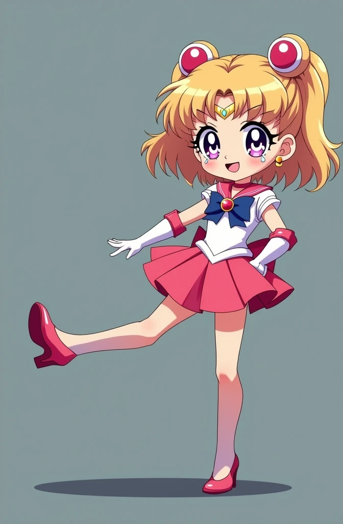 Small breasts、Full body view、Chibiusa、Sailor Moon（Chibiusa）Flat chest、Small breasts、Full body view、Chibiusa、Sailor Moon（Chibiusa）Flat chest、Spread your legs、smile、Raise one leg,very cute,muscle、big eye,tear、high kick,high quality, high heels