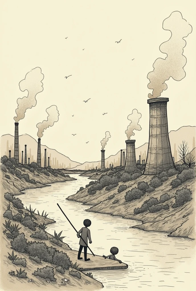 make simple drawings that depict pollution so I can draw
