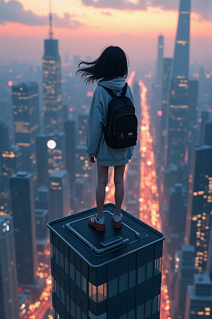 Girl on A building
