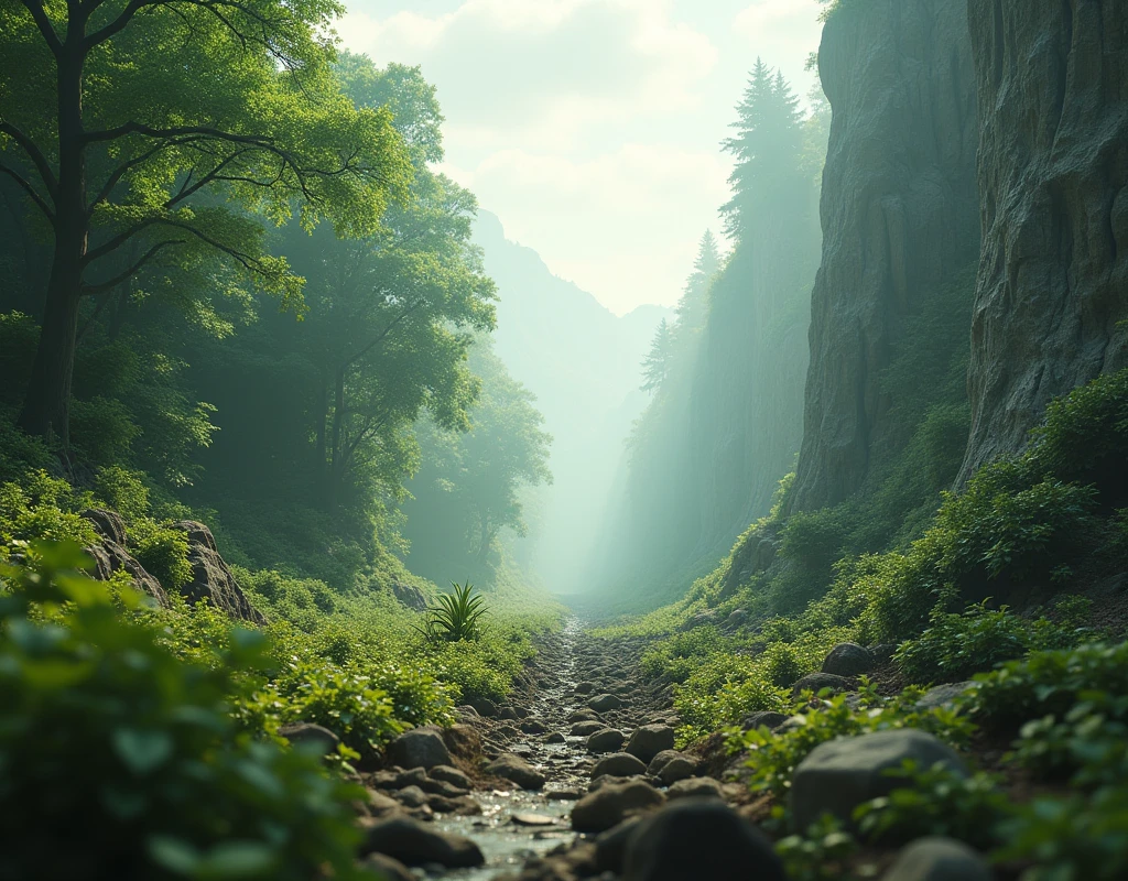 Split in half. Left side showing a green forest world. Right side a deserted and desolate post atomic grey world. A central blurred line unites the two worlds. [realistic style, photo, photorealistic, high detail, (sharp), (photorealism:1.2), (photo:1.2)]