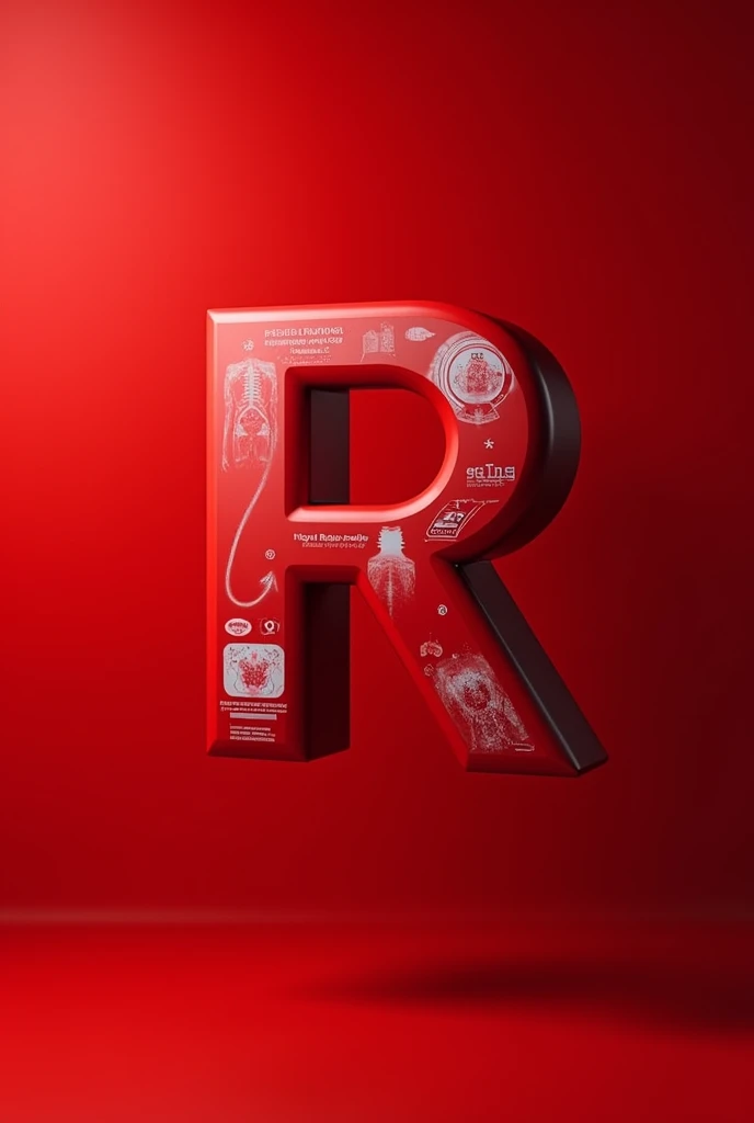 Logo type red background 3d realism red radiology, x-ray examination , symbol of medical radiology 