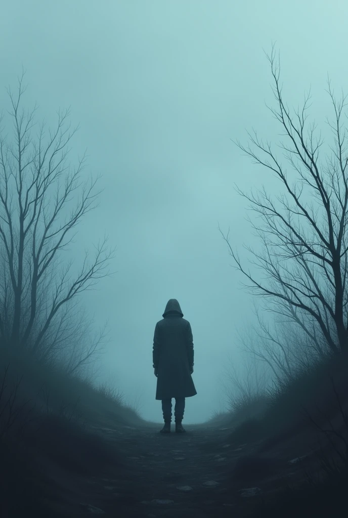 Image using cold colors like blue and gray to reflect a sad and melancholic atmosphere