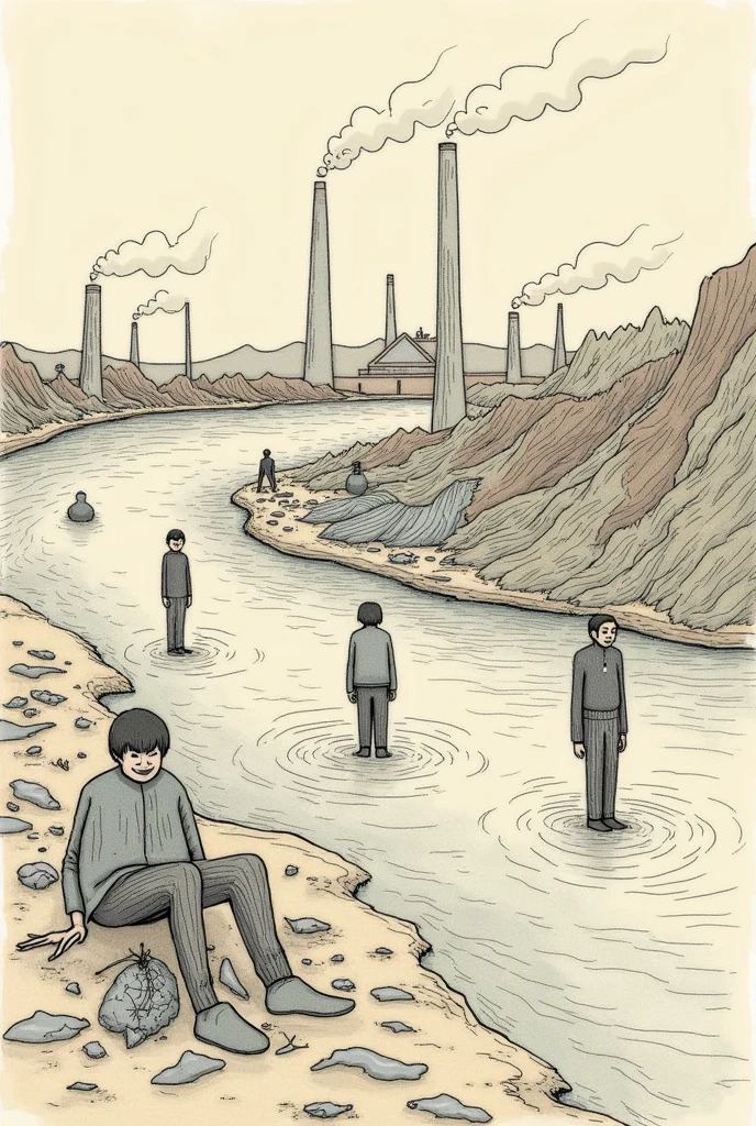 make simple drawings that depict pollution so I can draw