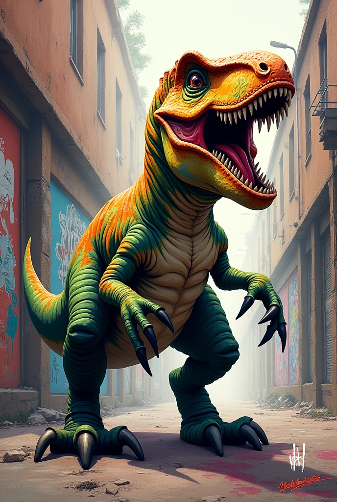 Graffiti dinosaur drawing