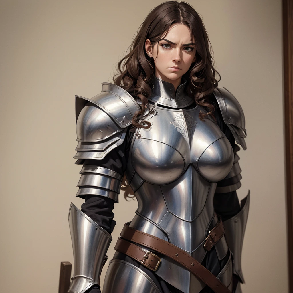 a female character, Whole body, medieval, imperial armor, straight curly hair, pencil drawing, sketch, annoyed, he would be, he would be