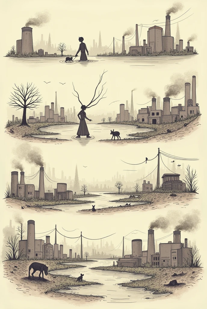 make simple drawings that depict pollution so I can draw