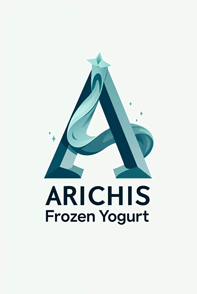 A logo for an ice cream shop with the name Arichis Frozen yogurt that is very eye-catching, not so feminine and more striking
