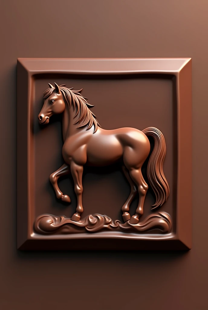 Square chocolate bar with a horse in the middle