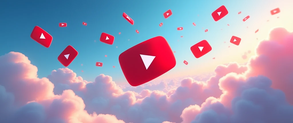 youtube subscribers celebration cover channel background, youtube logos flying in the sky