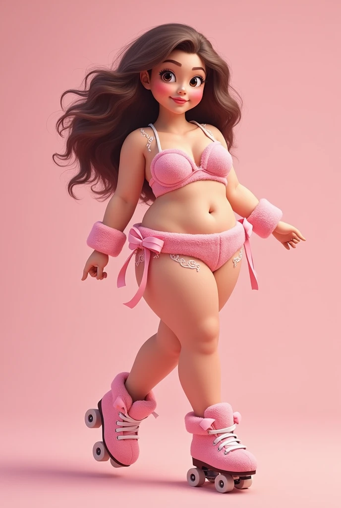 Woman in bikini named Federica plush • in pink plush bikini • with skates