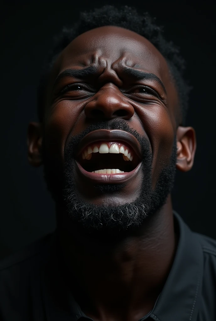 Show me a very black man named Gabriel crying
