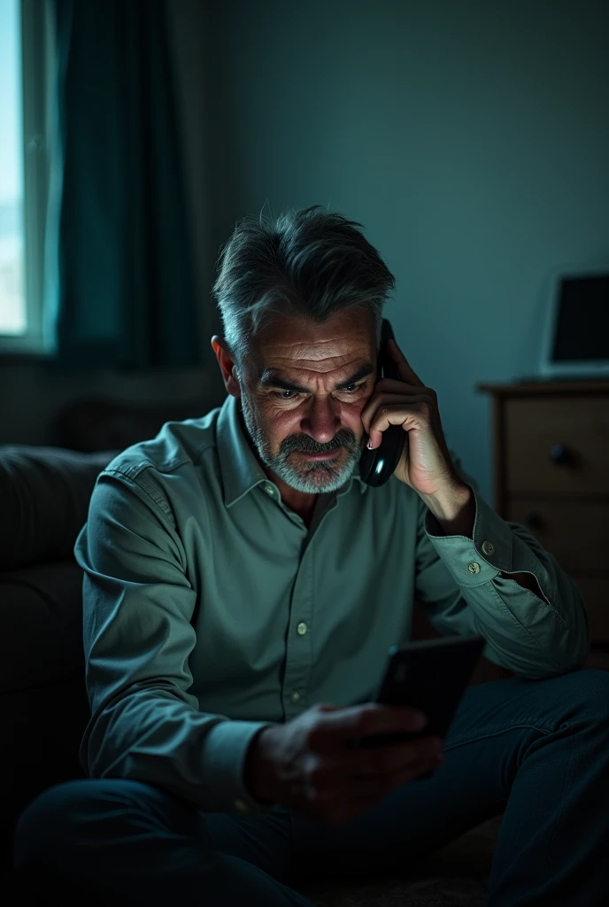Man crying while on a call