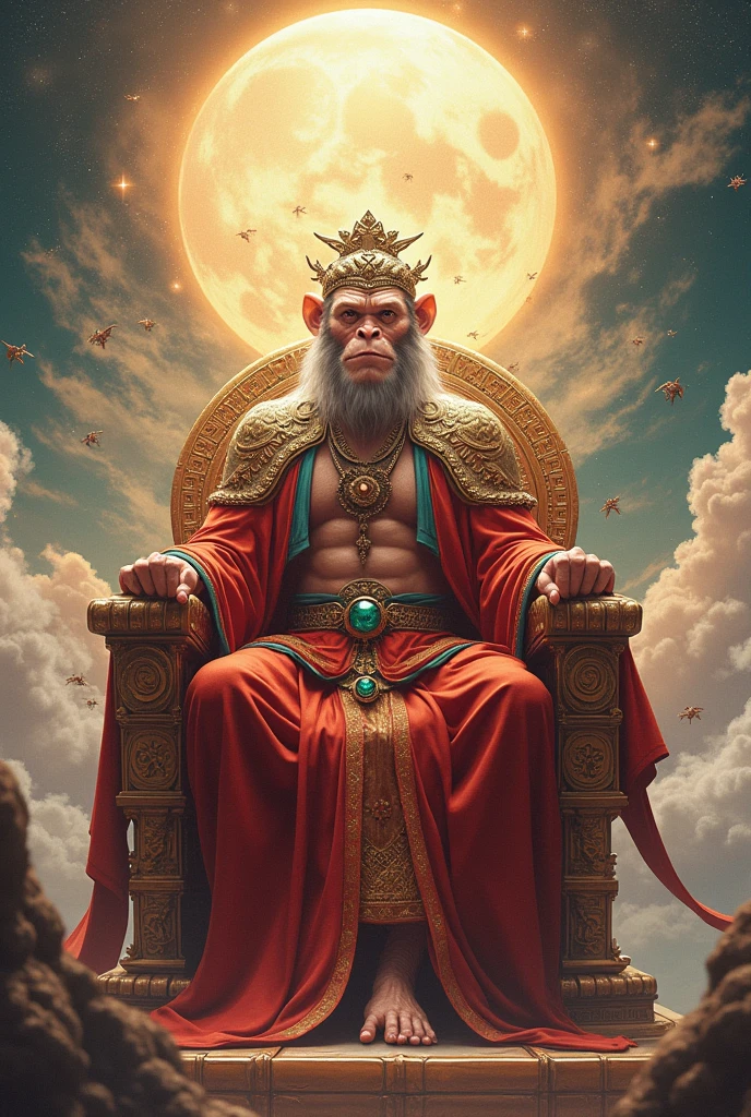 Sun Wukong sitting on a throne