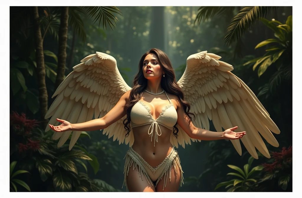 mature nude latina women in the jungle with wings arms open