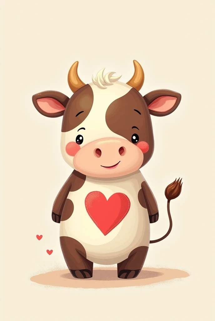 A drawing of a cow with a heart on it
