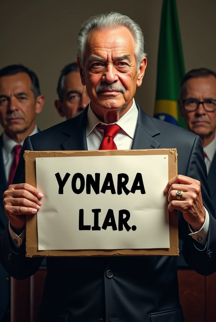 President Lula holding a sign that says YONARA LIAR