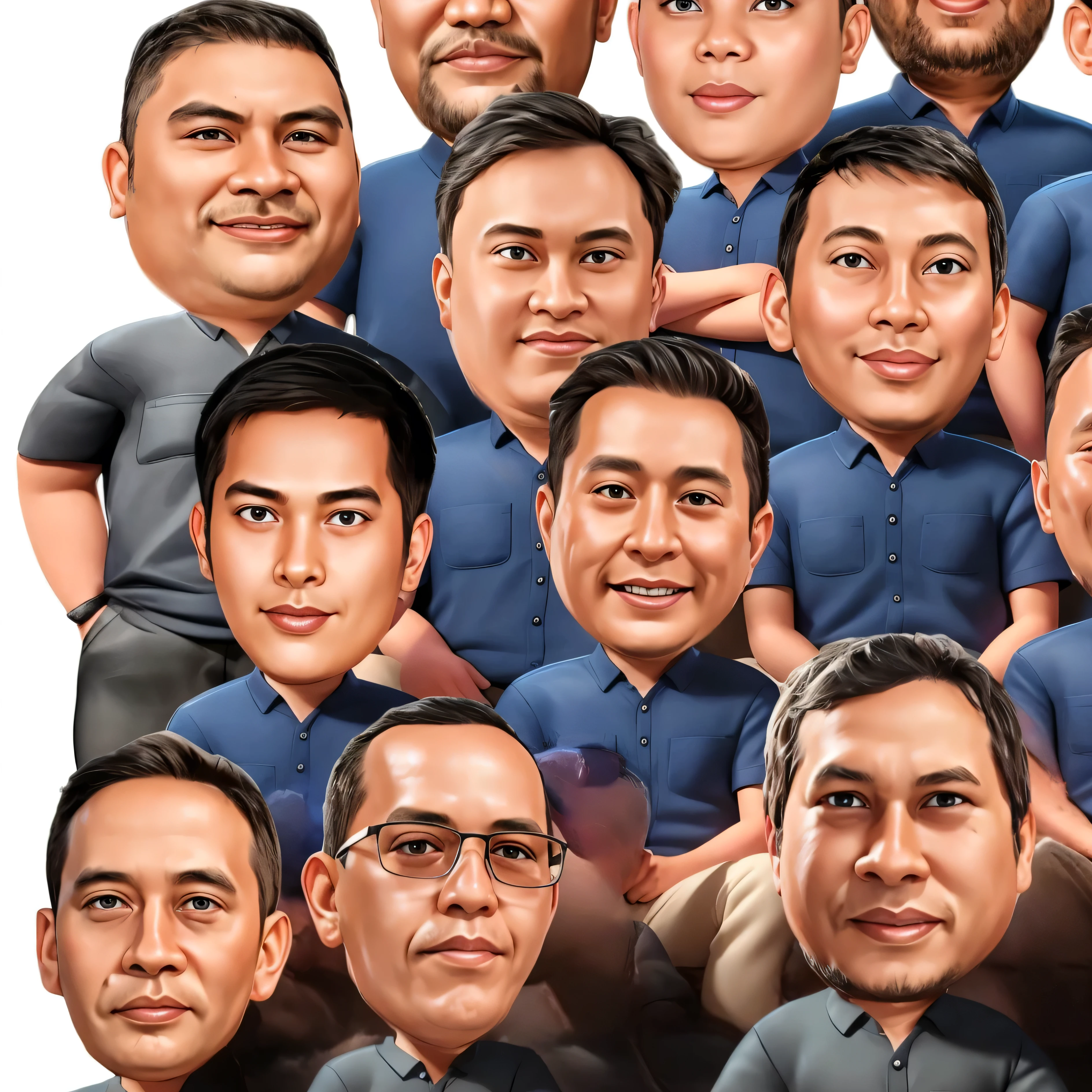 there are many men posing for a picture together in a group, pixar weta portrait, pixar portrait 8 k photo, pixar portrait, clones, potrait, nft portrait, hyper real photo, full protrait, disney weta portrait, 3d characters, with fully detailed faces, in background, 3d portrait, for hire 3d artist, group photo, photoscanned