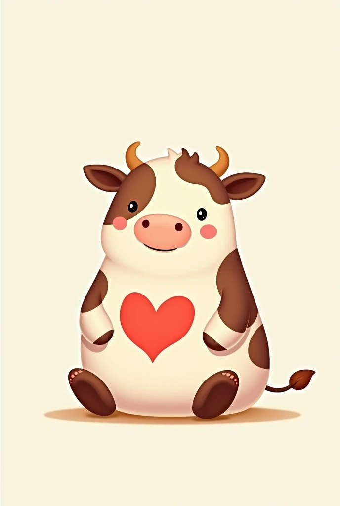A drawing of a cow with a heart on it