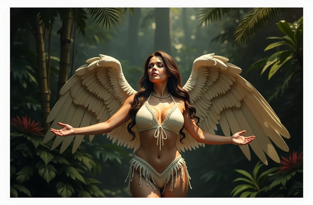 mature nude latina women in the jungle with wings arms open