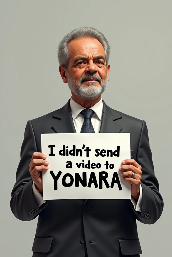 President of Brazil Lula holding a sign saying I DIDN'T SEND A VIDEO TO YONARA