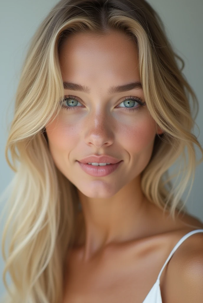 Beautiful realistic blonde with clear face 