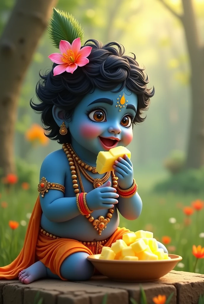 Krishn ji ki photo childhood eating butter