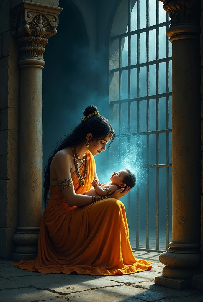 Shri krishna birth inside kangsa jail on debakis lap