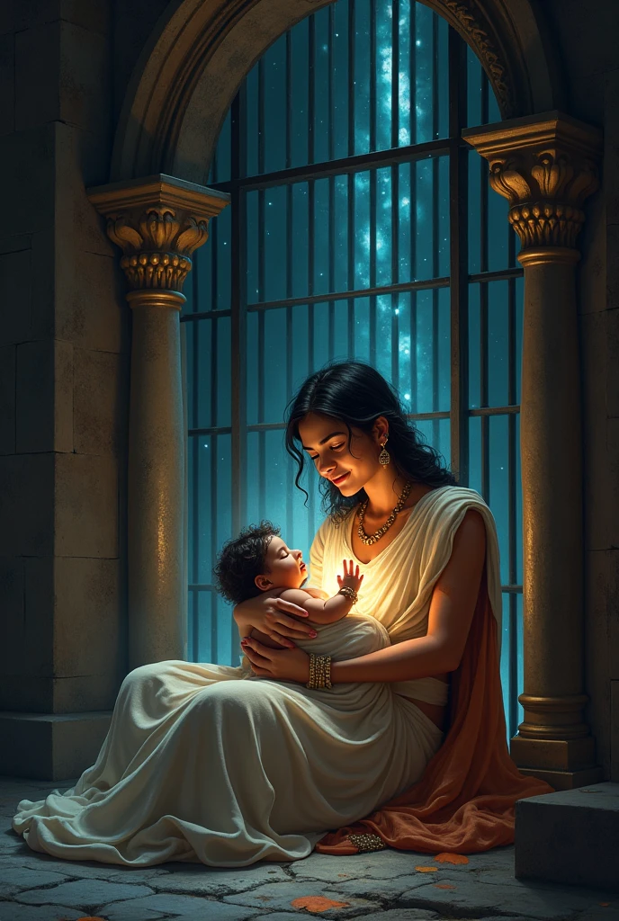 Shri krishna birth inside kangsa jail on debakis lap