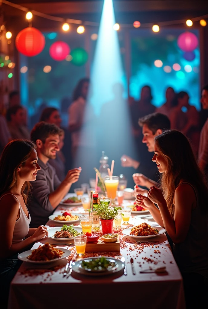 white led spotlight pointed at party table
