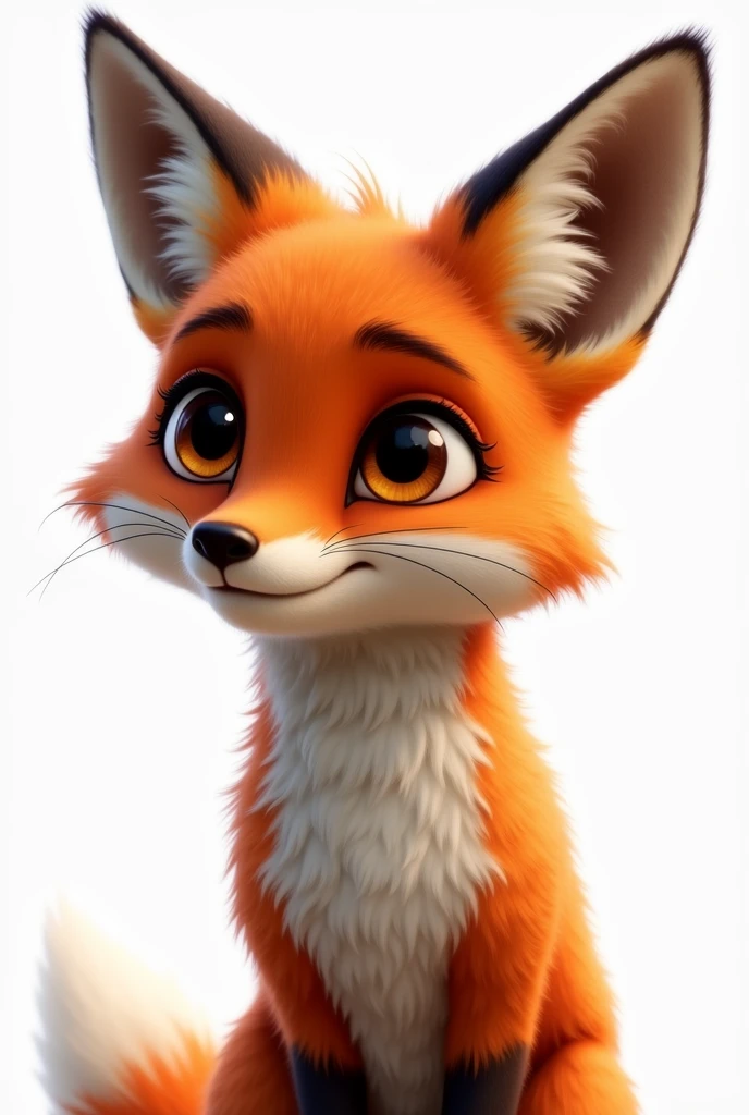 A thinking male young fox with brown eyes, without background 