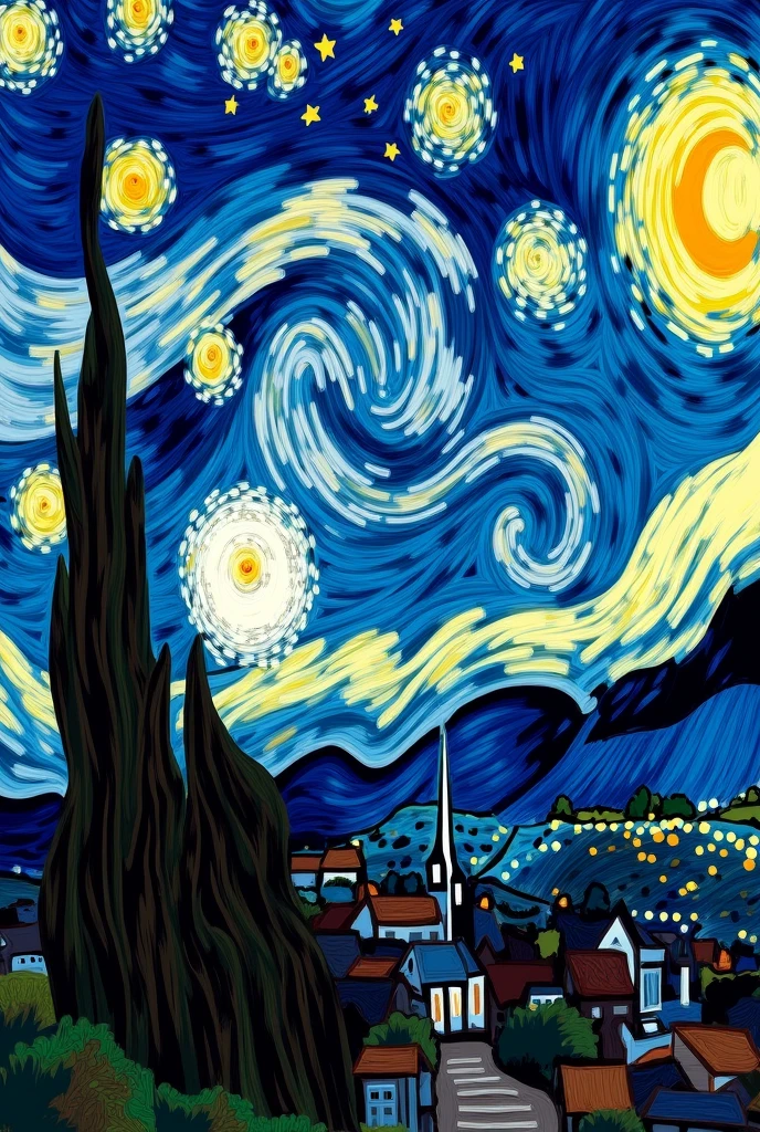 Tableau la nuit étoilée de van Gogh 