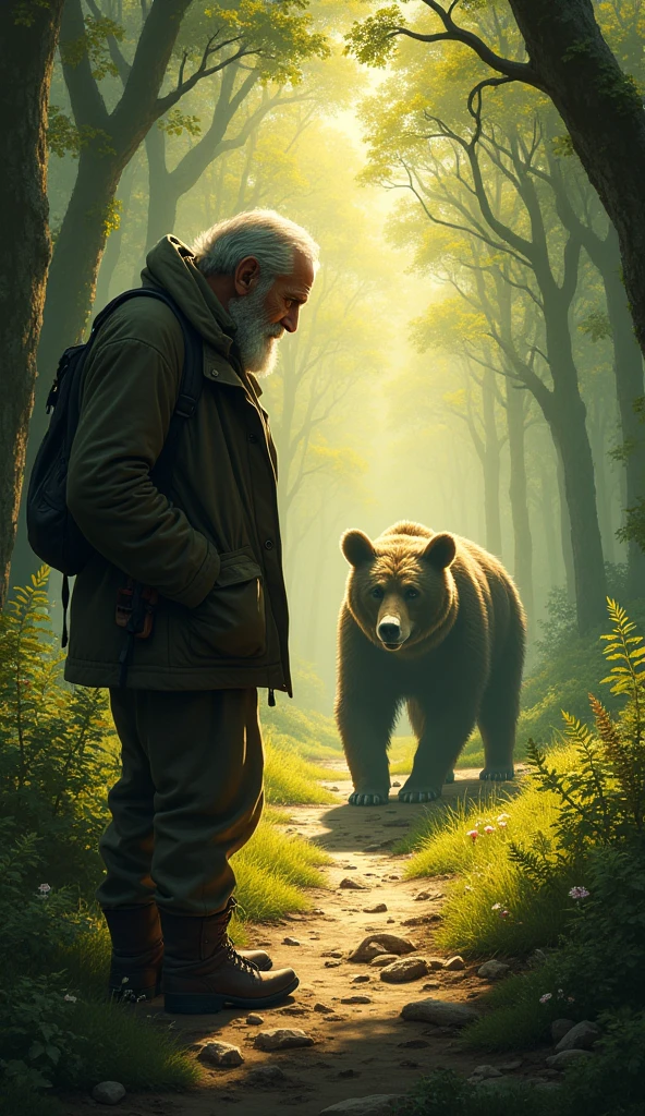 When the old man named Hugo returned to the forest, found a shadow of a bear on the ground.